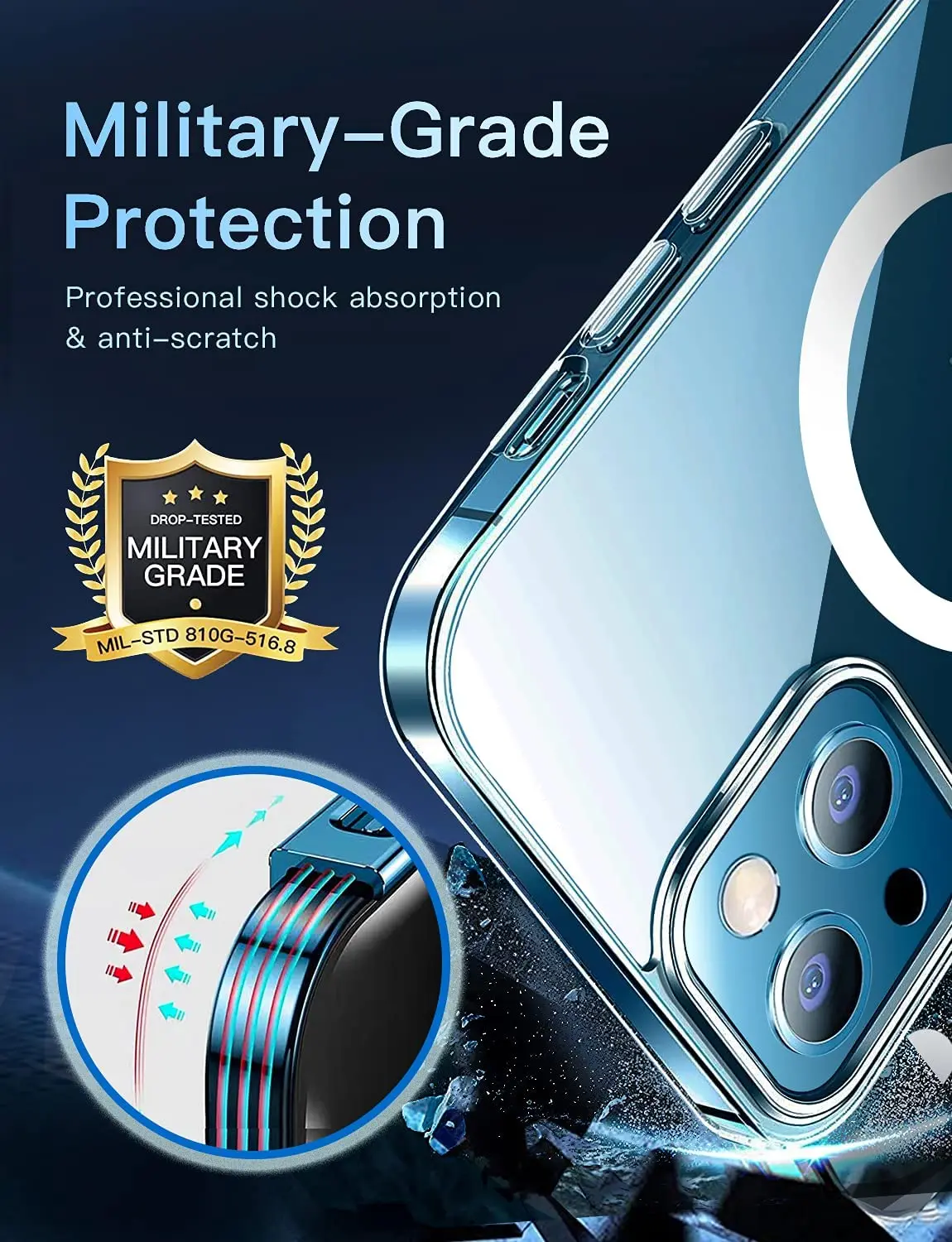 For Magsafe Magnetic Clear Phone Case for iPhone 14 13 Pro 12 Pro Max 2021 Transparent Shockproof Cover For Wireless Charging
