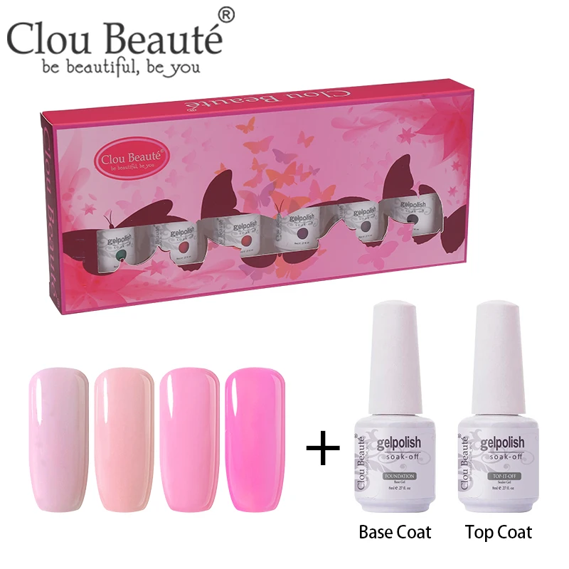 ZH43 Clou Beaute 6 шт./компл. гель для ногтей профессиональная эмаль стойкий растворимый лак гель лак-основа верхнее покрытие Набор для украшения ногтей - Цвет: ZH43
