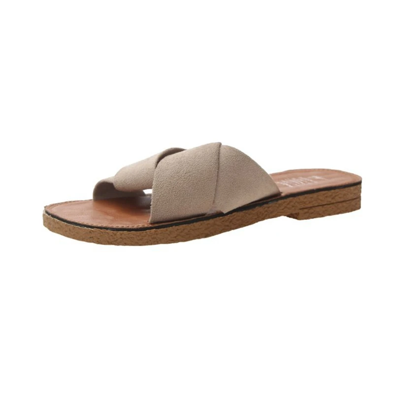 Summer sandals and slippers women 2020 new fashion casual flip flops suede flat bottom cross ladies women's shoes | Спорт и