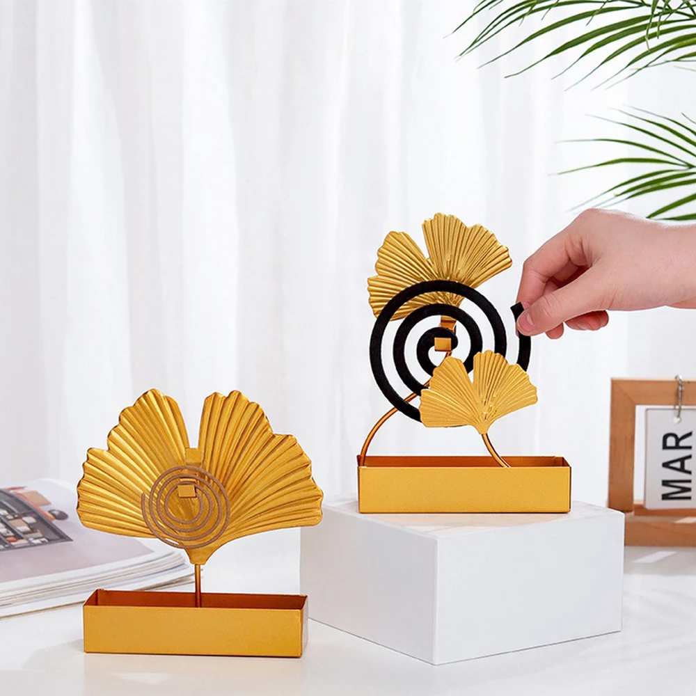 

Держатель для комаров в форме листьев гинкго, металлическая репеллентная стойка с крышкой, поднос для противомоскитной спирали, товары для дома