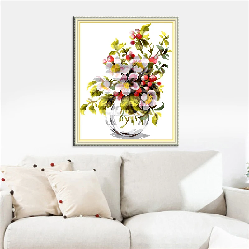 Joy Sunday Cross Stitch Stamped Kits Blooming Apple Blossoms 11&amp14CT DIY Needlework Kit Set for Embroidery | Дом и сад
