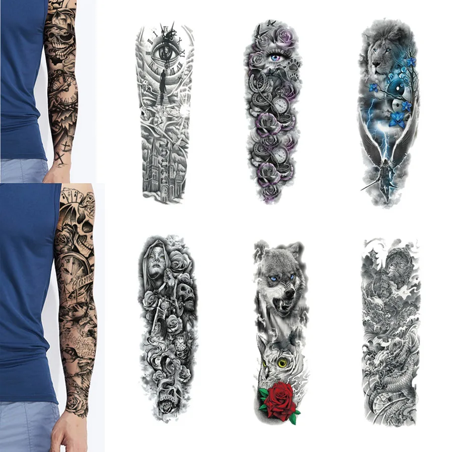 Большая рука рукава татуировки в виде льва с проектом король розовое