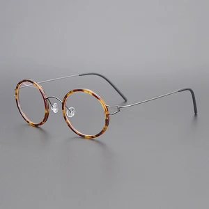 Оправа из титанового стекла для мужчин и женщин, брендовые ультралегкие круглые Безвинтовые очки по рецепту при близорукости