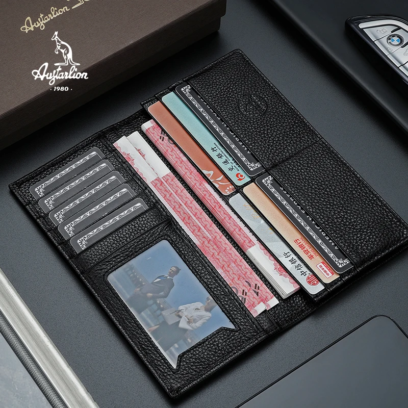 Модные мужские кожаные кошельки на молнии с карманом для телефона длинный клатч