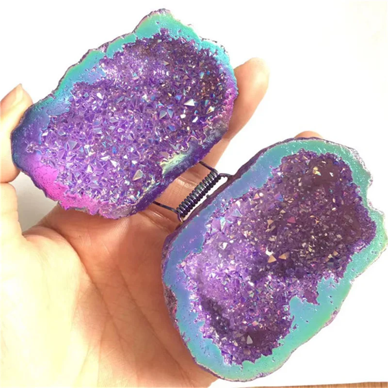 

New arrivals feng shui Folk Crafts natural crystal cluster aura agate Druzy geode gemstone for spiritual healing products