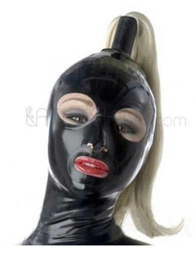 Ручная работа сексуальные женские латексные колпаки маска открытые глаза рот с