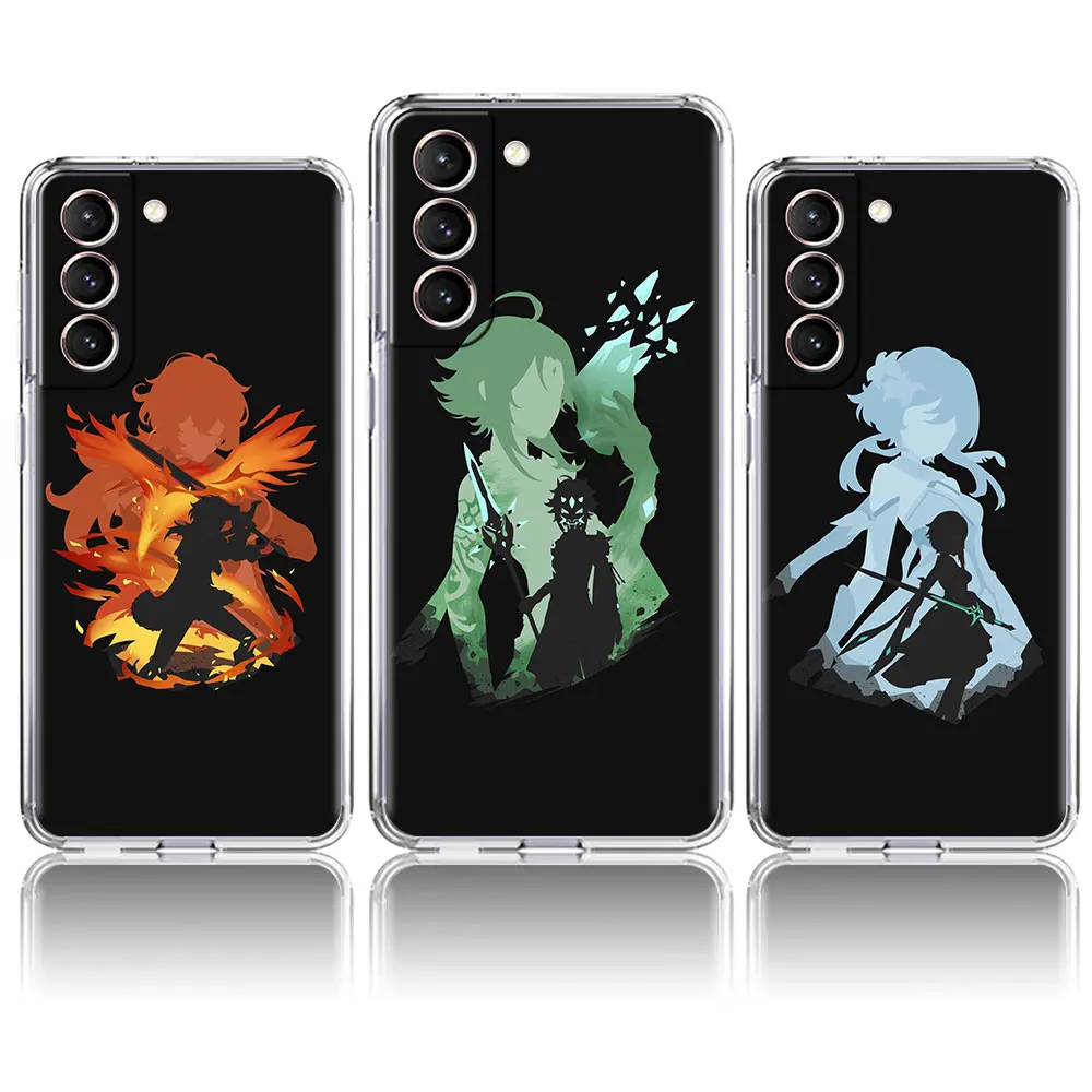 Genshin Impact Anime Transparent Clear Case For Samsung Galaxy S21 S20 FE S10 S9 S8 Plus Phone Coque Note 20 9 10 Lite Fundas