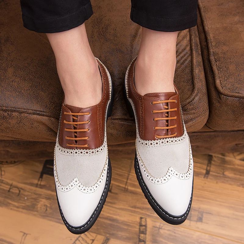 

Genuine leather shoes men Spring autumn brogue luxury lace up outdoor fashion sneakers zapatillas hombres wedding party shoes a4