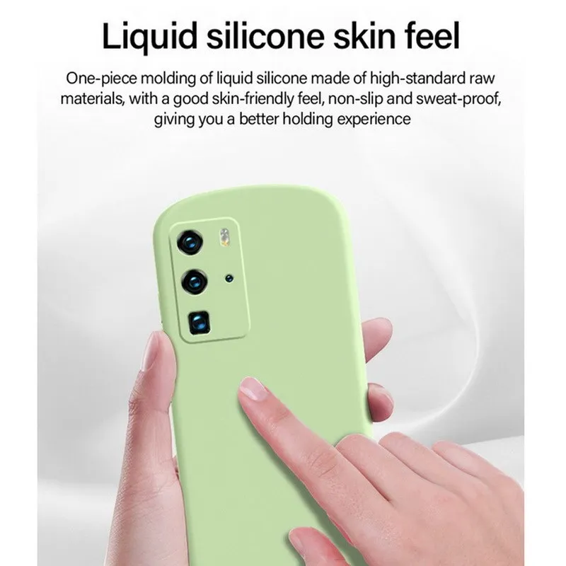

Curved Liquid Silicone Case For Huawei P30 P40 Lite Pro Mate 20 30 Pro Nova 5 6 7 Pro Nova 5i 5SE 6SE 7SE Soft Camera Protect