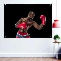 hands of boxer over strength attack wallpaper banner tapestry gym home decor fistfight workout poster wall hanging flag artwork