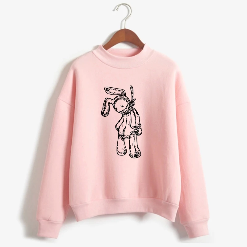 

Women's Kawaii Harajuku Hoodies Crative Funny Rabbit Doll Cartoon Print Fleece Turtleneck Tracksuit y2k Sweatshirt Woman Clothes