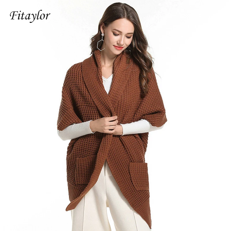 Женский вязаный кардиган ftaylor осенне-зимний Повседневный свитер с рукавами