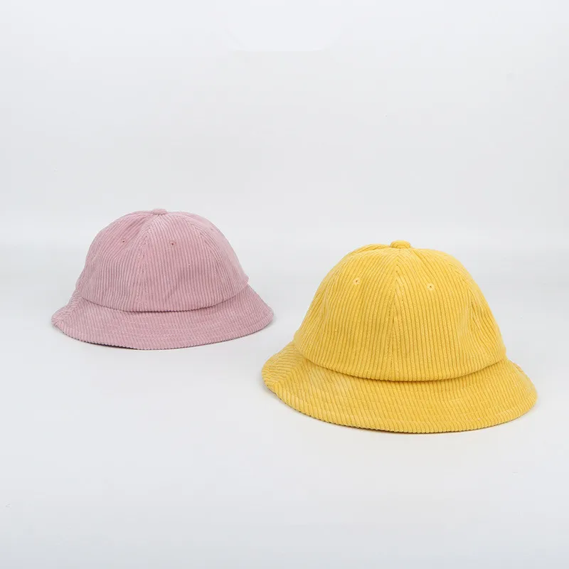 new Autumn Children Corduroy Bucket Hats Korean Style Candy Colors Outerdoor Vacation Caps Unisex Kids Fisherman | Детская одежда и