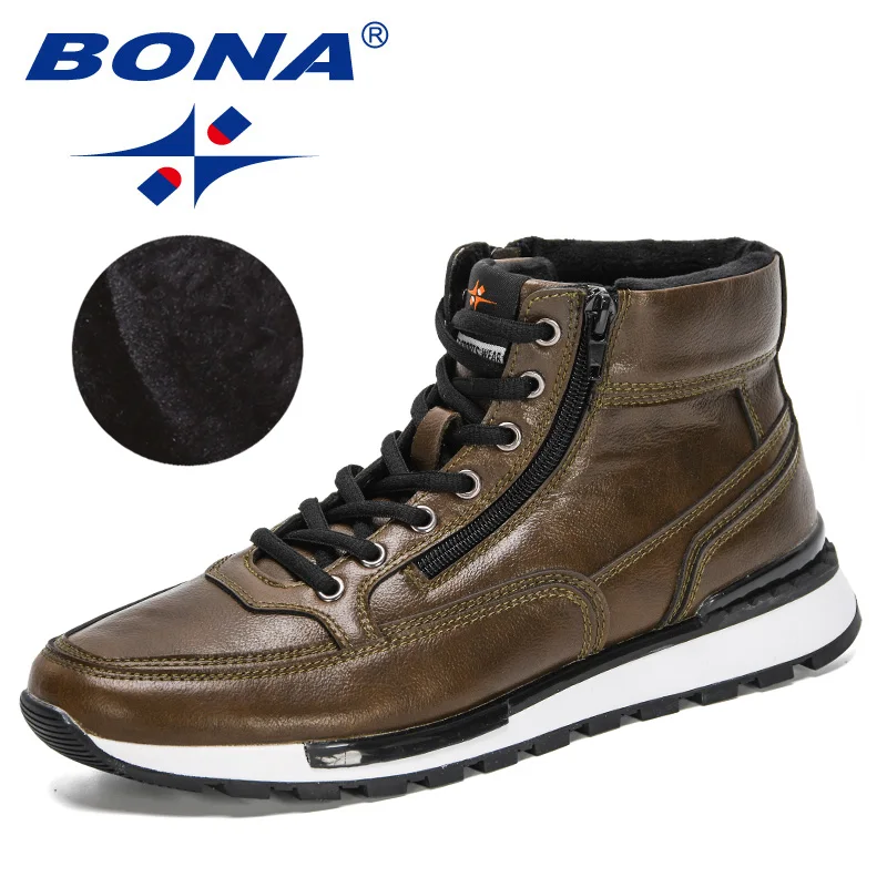 Sapatos de Inverno dos Homens Botas de Tornozelo Bona Novos Designers Sapatos Casuais Alta Superior Botas Masculinas Quente Mansculino Calçados Chaussure Homme 2021