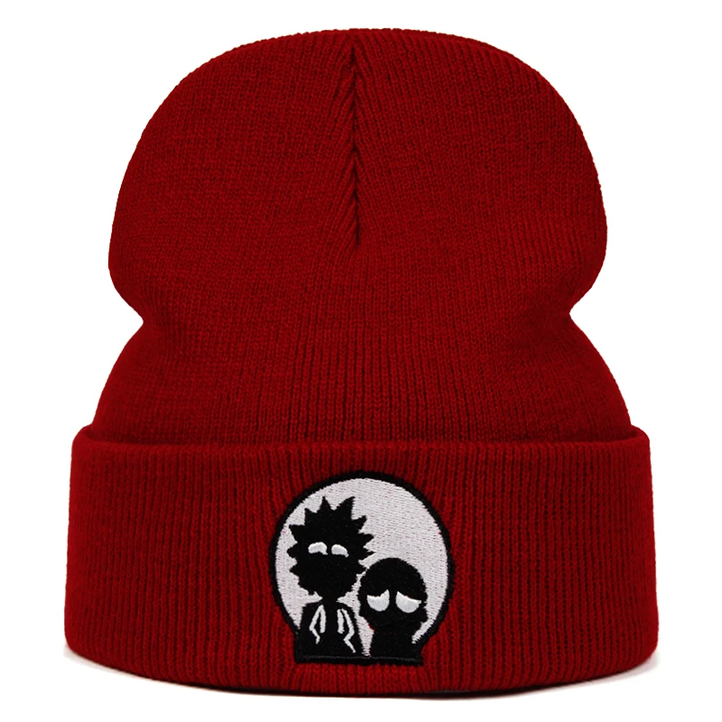 Burgundy Rick Beanies Рик и шапка Морти эластичный бренд вышивка теплые зимние унисекс вязанные шапочки Skullies US анимация горнолыжные шапки - Цвет: Burgundy