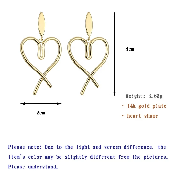

ONYSS Gold Jewelry Heart Shape Stainless Steel Simple Design Stud Earrings 2021
