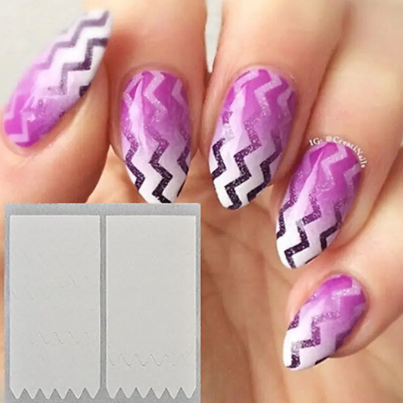 1 Sheet Women DIY Wave Edge Nails Stickers Tips Guide French Manicure Nail Art Decals Form Fringe Guides Styling Beauty Tools | Красота и