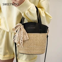 2021 new straw woven bag hand woven bag beach bag high quality single shoulder messenger bag brand designer small bag female