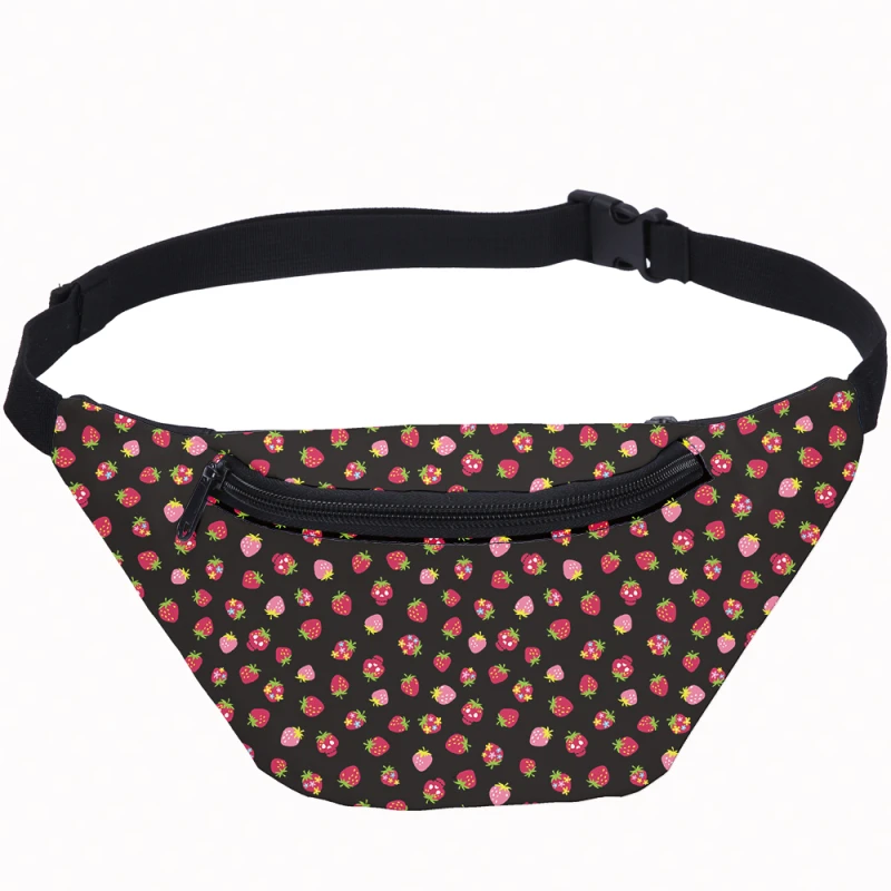 

VEEVANV 3D Strawberry Printing Fanny Packs Women Waterproof Outdoor Running Pockets Waist Bags Chest Belt Boys Girls Belly Bag