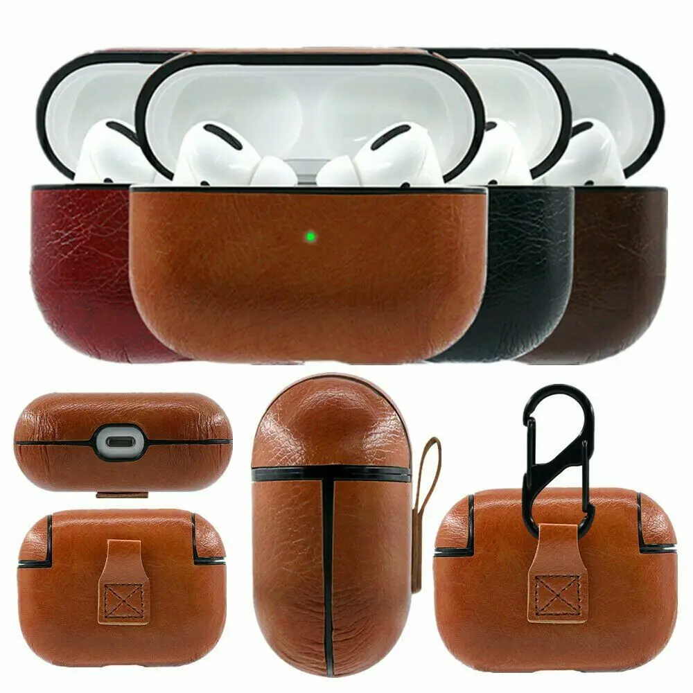 Чехол из искусственной кожи для AirPods Pro с брелоком ударопрочный чехол крючком 3
