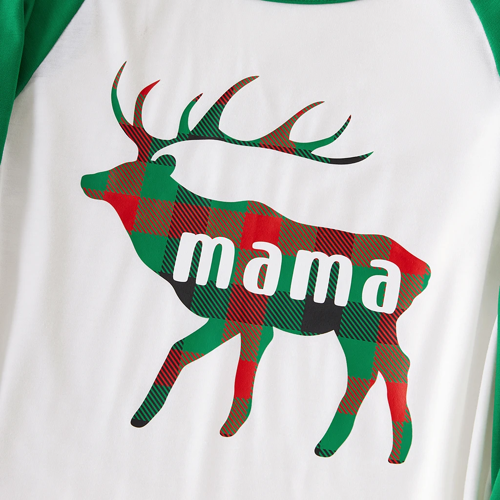 Пижамный комплект с длинным рукавом и принтом Северный олень|Сочетающаяся