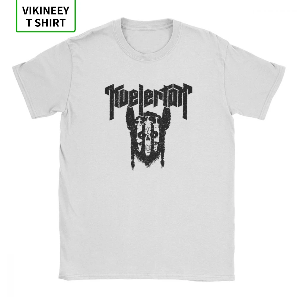 Забавные KVELERTAK череп футболка с викингами Для мужчин круглый вырез горловины 100%