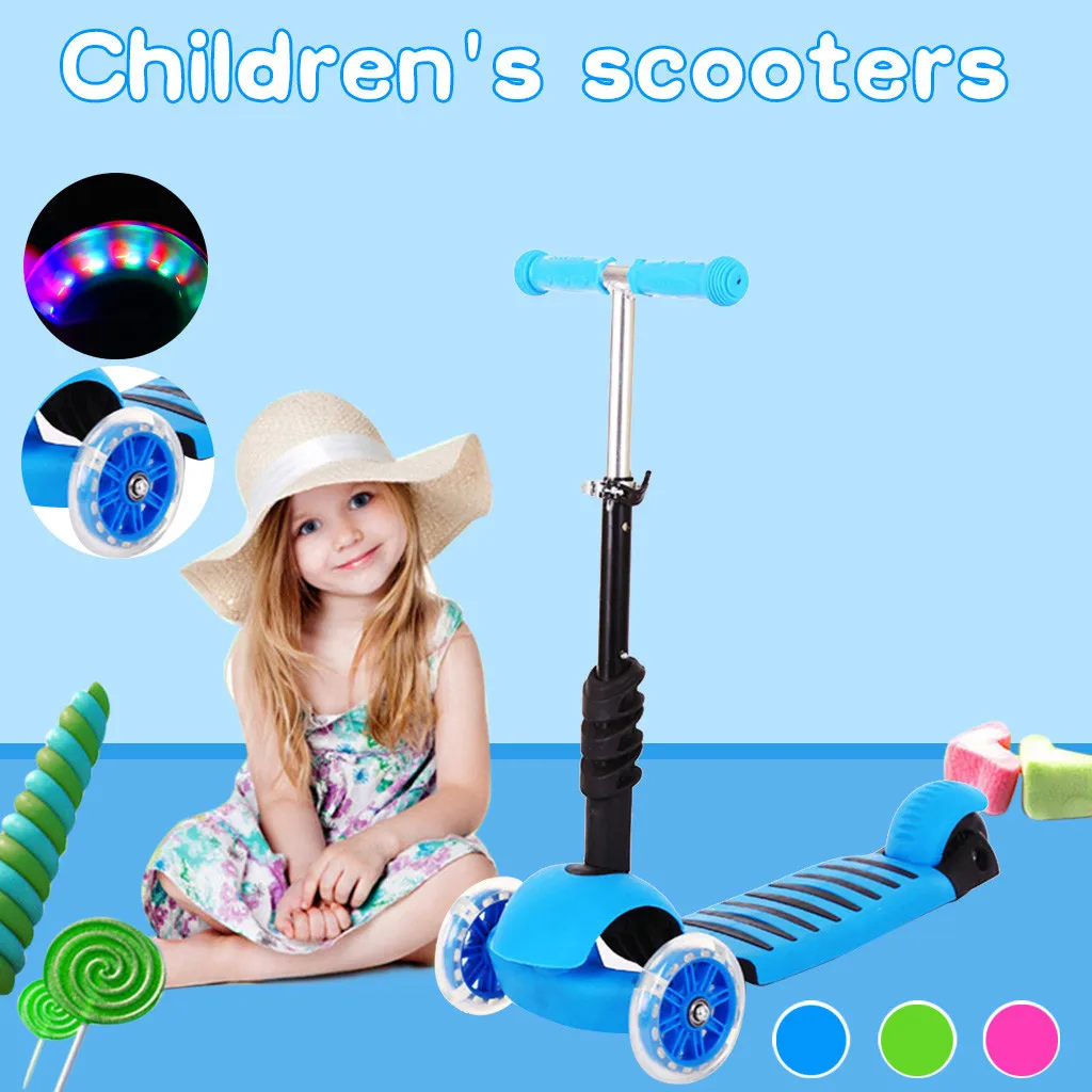 

Kids Children's Three Wheel Scooter Adjustable Height Smoothest Quietest Ride Durable Construction Design With LED Light