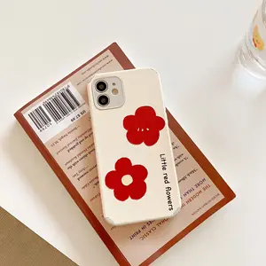 retro red flowers embossing art japanese phone case for apple iphone 12 11 pro max xr xs max 7 8 plus 7plus case cute soft cover free global shipping