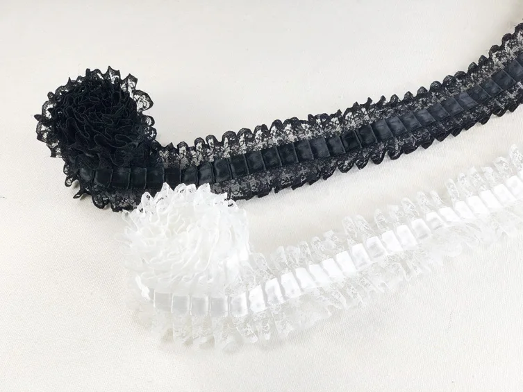 1 м/лот черно-белая Тюлевая лента из кружева аксессуары для обивки края DIY юбки