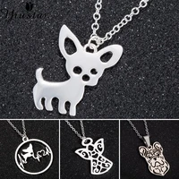 yiustar cute chihuahua chain necklaces animal pet dog pendant necklace for women gift girls stainless steel jewelry wholesale