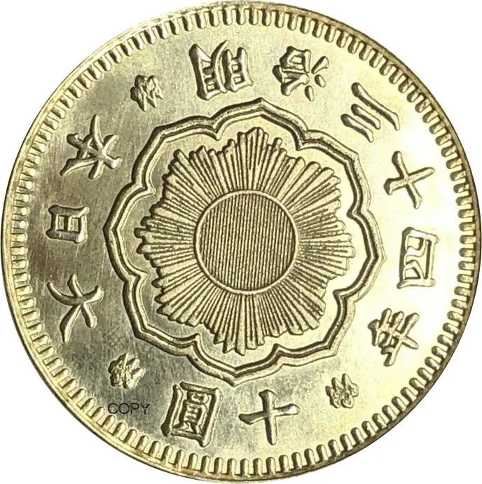 

Отличная латунная копировальная монета 1901 года из Японии 34 года Meiji 10 иен