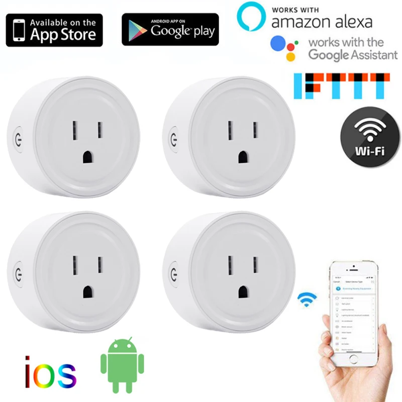 

EWeLink WiFi US UK Smart Plug 10A 220V Adapter Wireless Remote Monitoring Voice Control Timer Socket Works for Google Home Alexa