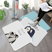 cartoon penguin printed flannel floor mat bathroom decor carpet non slip for living room kitchen welcome doormat