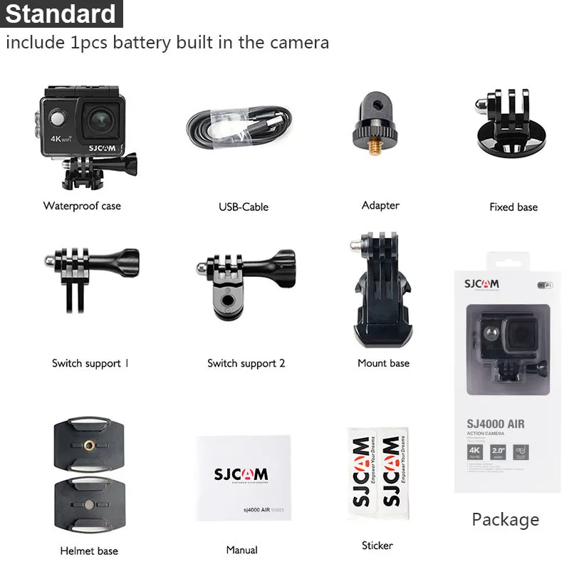 100% оригинальная Экшн камера SJCAM SJ4000 AIR Deportiva Wi Fi 4K 30fps экран 2 0 дюйма