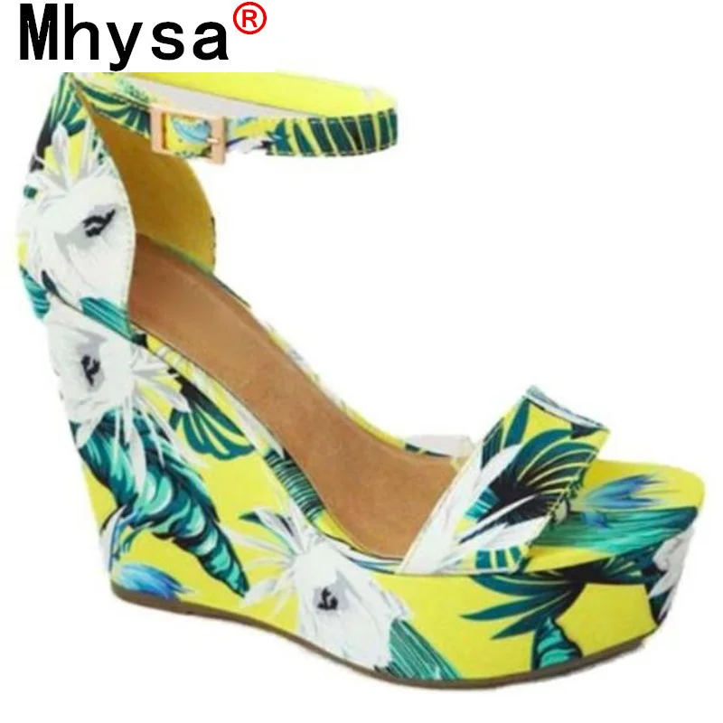 

2021 Summer Wedges Shoes for Women Open Toe Sandals Beach High Heels Multicolor Sandals Platform Sandals Ladies Plus Size 43