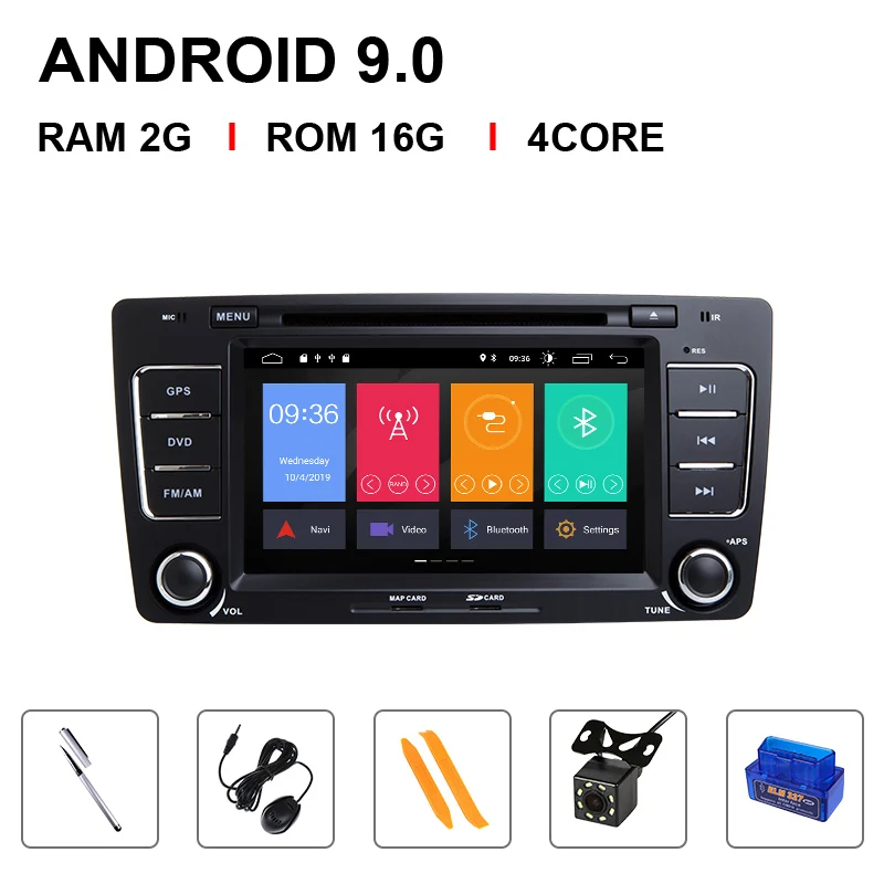 4 Core 16ROM OBD Cam Ips DSP 4G 64G 8 Core 2 Din Android 9,0 автомобильный Радио dvd-плеер для Skoda Octavia 2 3 A 5 A5 Yeti Мультимедиа gps Навигация стерео - Цвет: 4 Core 16ROM OBD Cam