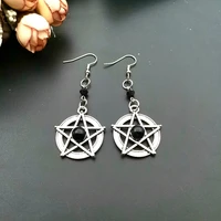 supernatural pentagram earrings vintage pentacle red black crystal dangle earrings for women fashion jewelry accessories