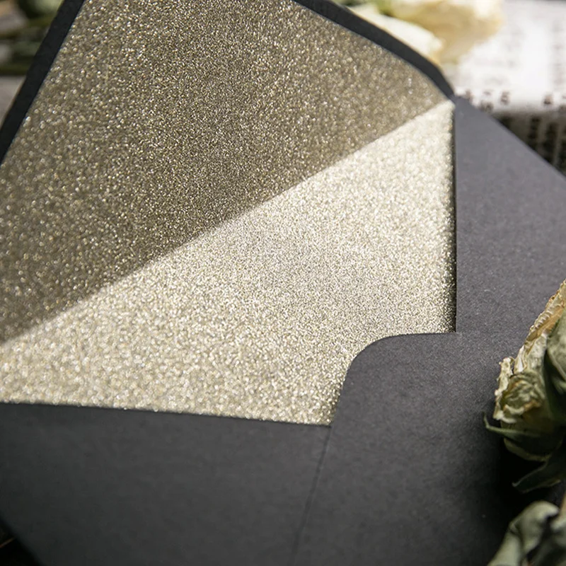 30 шт./лот Свадебная пригласительная открытка черный однотонный серебристый