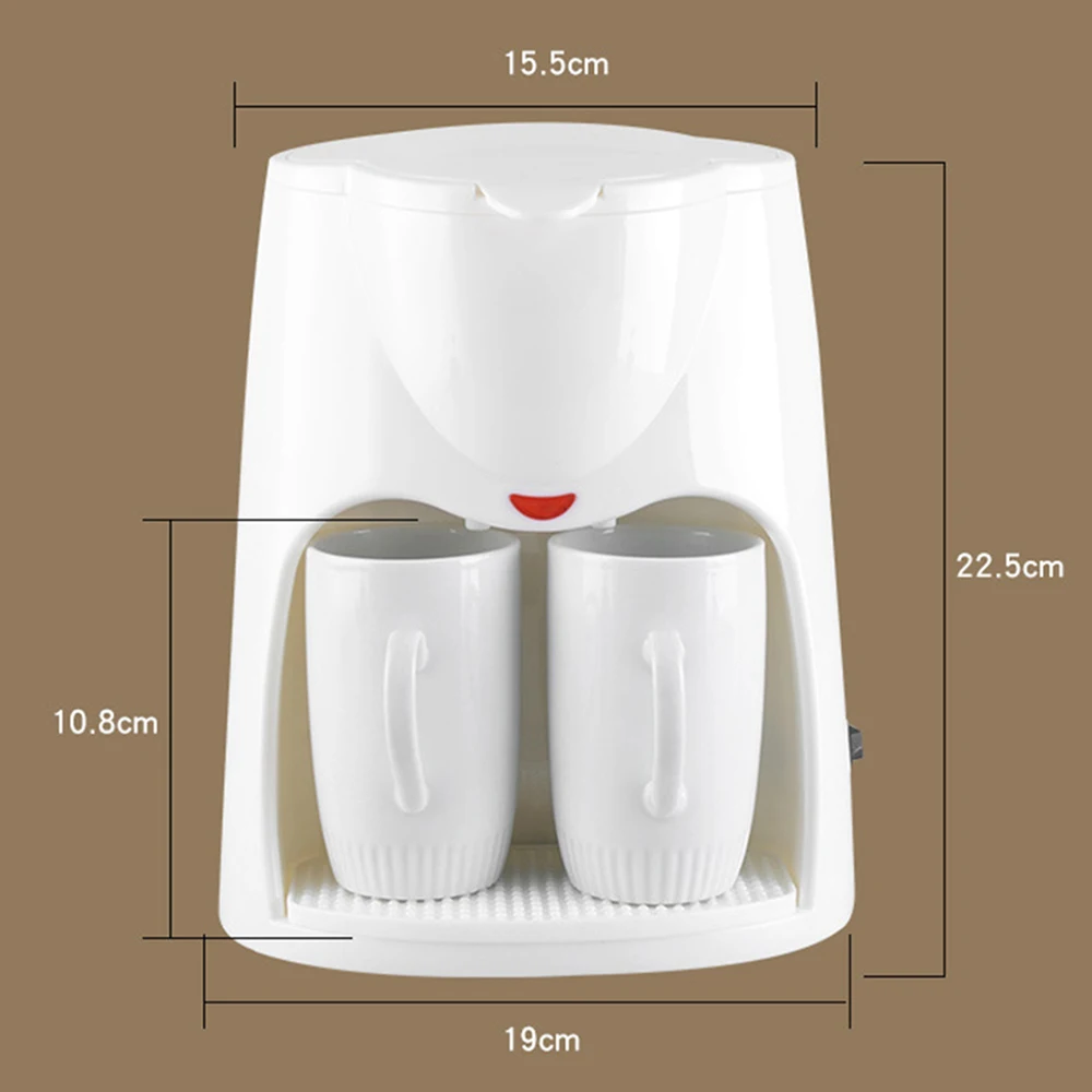 

110V-220V Small Automatic American Coffee Machine Steam Office Drip Coffee Maker Electric Coffee Pot Household with Spoon&Mugs