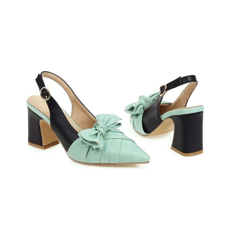 Сандалии на высоком каблуке с острым носком и бантом Женские летние туфли