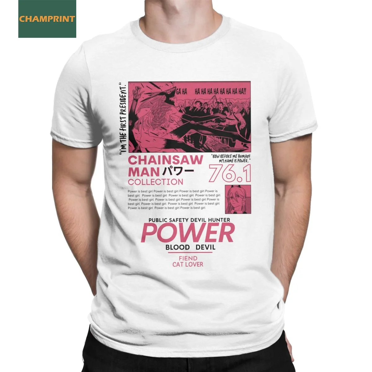 

Мужская футболка с изображением бензопилы Man Power Devil, забавная футболка с аниме, футболка с короткими рукавами и круглым вырезом, хлопковая о...