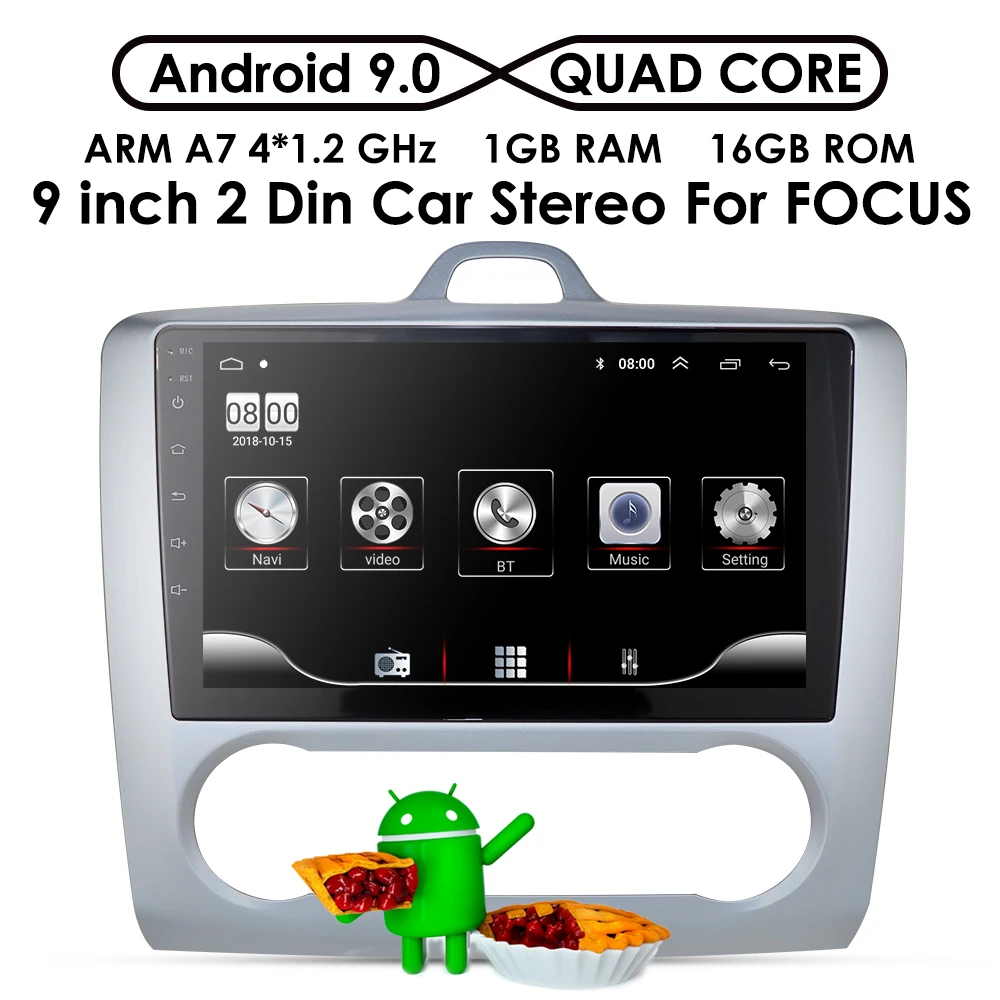 Для 2004 2005 2006-2011 Ford Focus Exi на Android 9,0 2 DIN 9 дюймов gps навигации сенсорный экран Quad-core автомобильный радиоприемник 3g