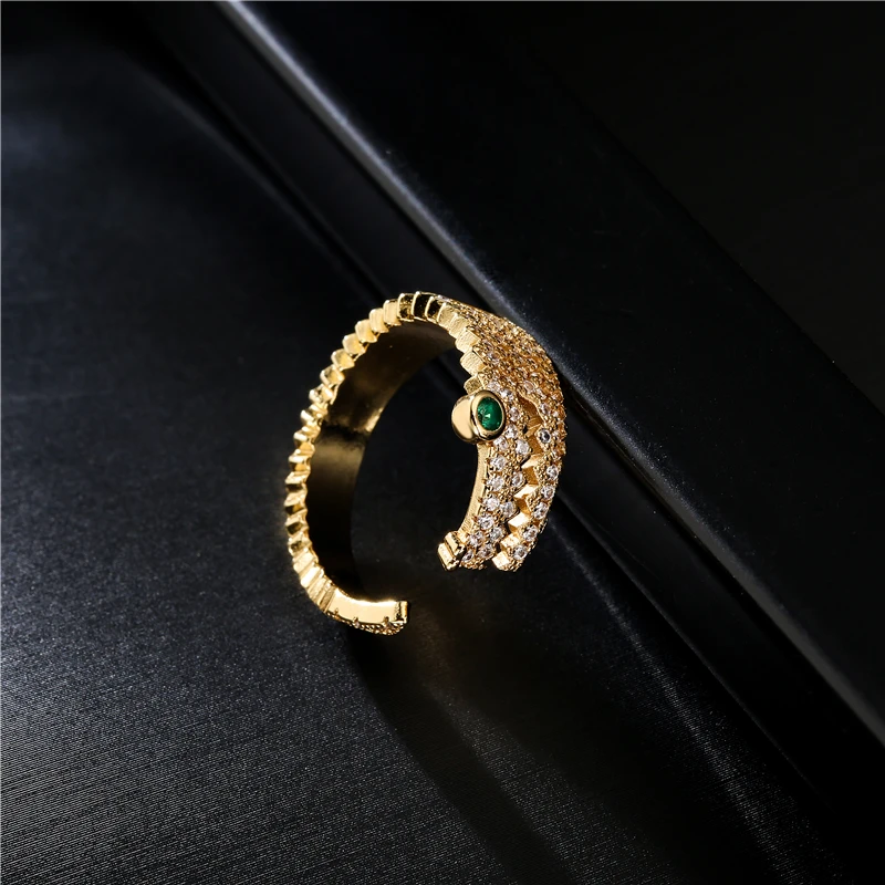 Кольцо женское медное вечерние с крокодиловым крокодилом регулируемое 2021 |