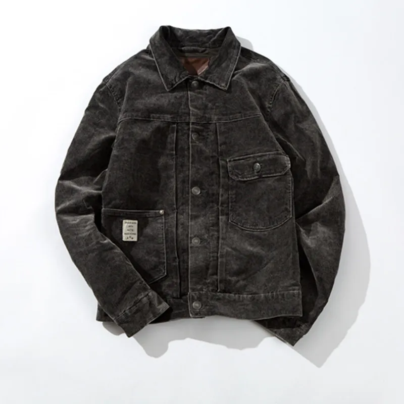 

Autumn winter corduroy jacket Tooling lapel jacket striped blouse