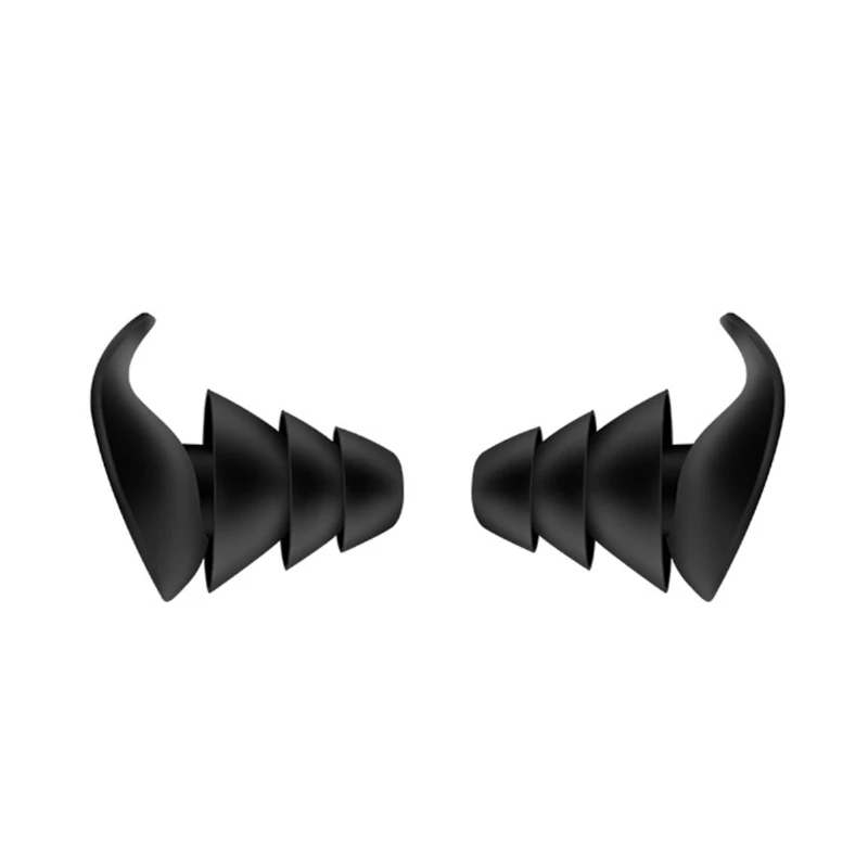 

72XB 1Pair 3 Layer Soft Silicone Ear Plugs Tapered Sleep Noise Reduction Earplugs Sound Insulation Ear Protector