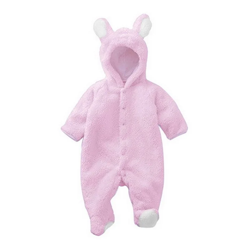 style1 pink CALOFE Baby Rompers Winter Warm Longsleeve Coral Fleece Newborn Baby Boy Girl Clothes Infant Jumpsuit Animal Overall Pajamas - Цвет: style1 pink