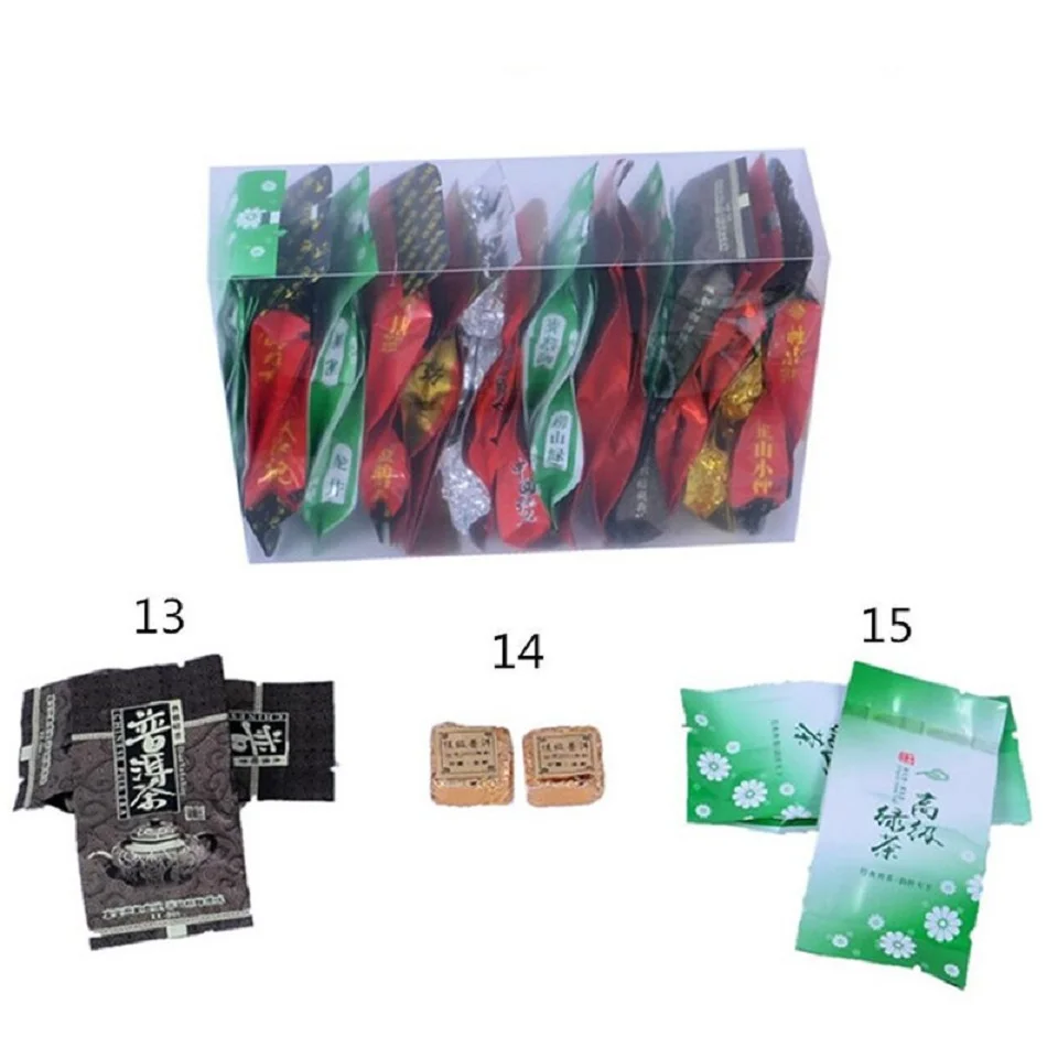 

15 Different Flavors Tea Chinese Tea Includes Milk Oolong Pu-erh Herbal Flower Black Green Tea 150g