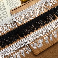 white black water soluble lace fabric cotton embroidered ribbon trim edge for diy crafts dresses curtains tassel fringe decor