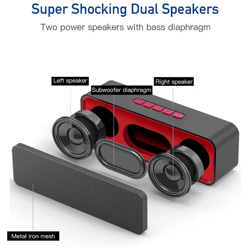 Портативная Bluetooth-колонка TWS Bluetooth 5 0 Беспроводная колонка с 3D стерео Hi-Fi басами