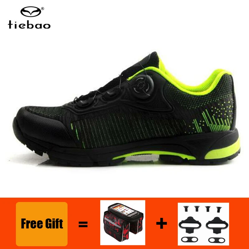 add bag and cleats Tiebao/Мужская обувь для велоспорта, для отдыха, MTB, с самоблокирующимся замком, прогулочная велосипедная обувь со шнуровкой, дышащая велосипедная обувь, Sapatilha Ciclismo - Цвет: add bag and cleats